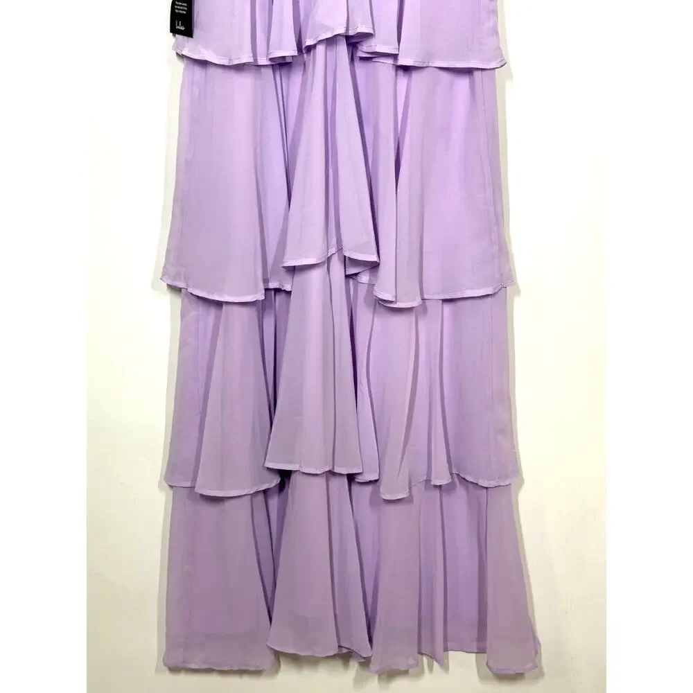 Lulus Amazing Evening Maxi Dress Women's Medium Lavender Tiered Chiffon NWT - Picture 9 of 12